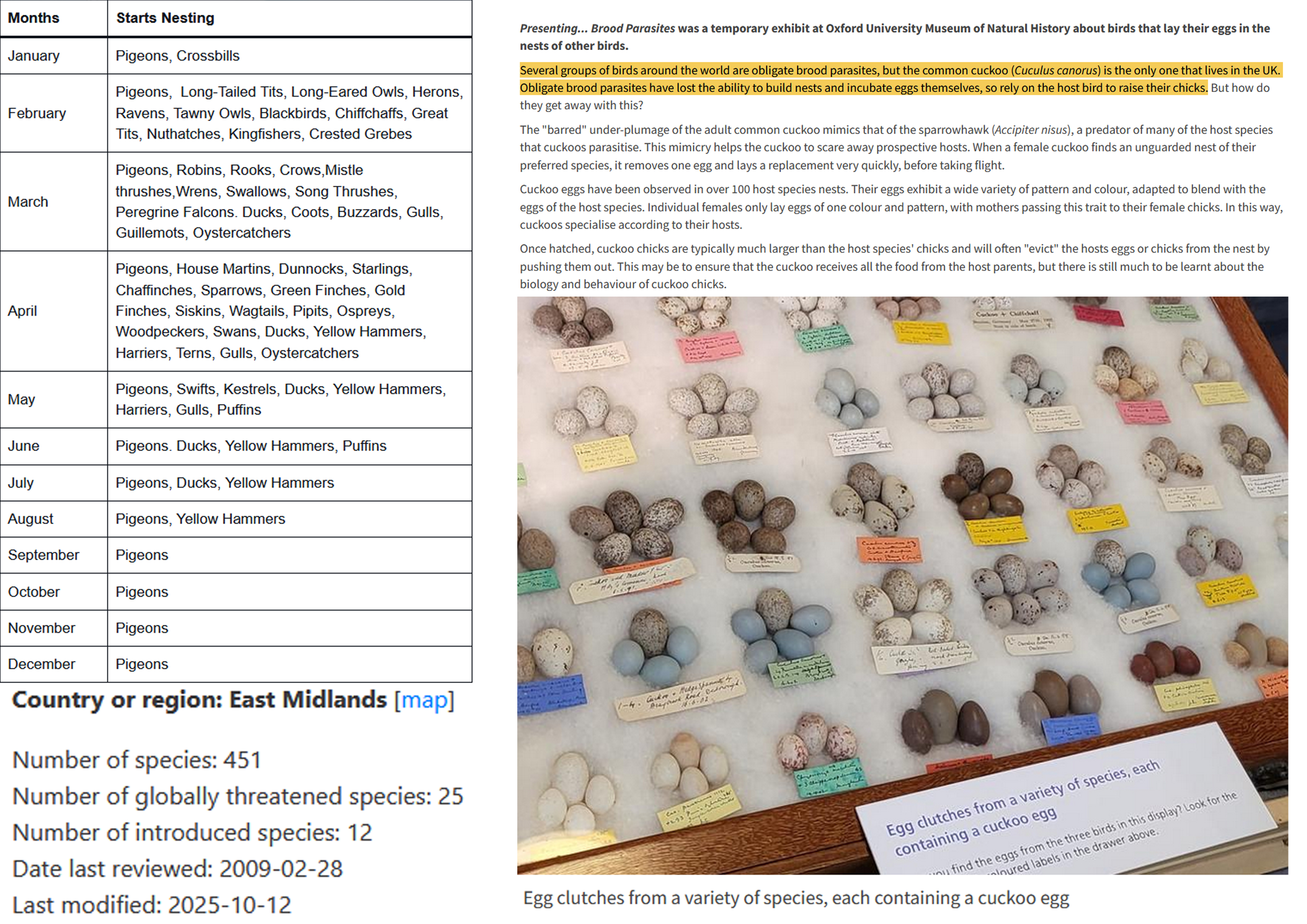 east midland native nests